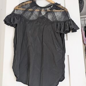 Sandro silk and lace top
